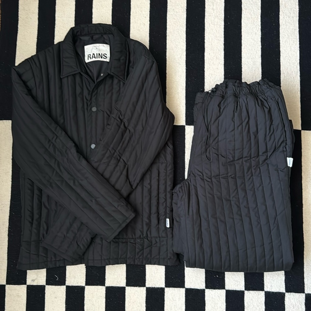 RAINS Quilted Liner Shirt Jacket & Padded Track Pants Set